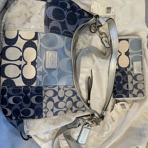 Coach hobo bag and wallet. NWT. Beautiful blue denim patchwork.